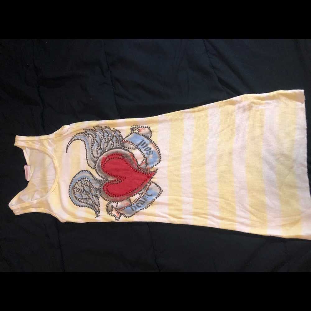 ANKH yellow & white striped tank top with print